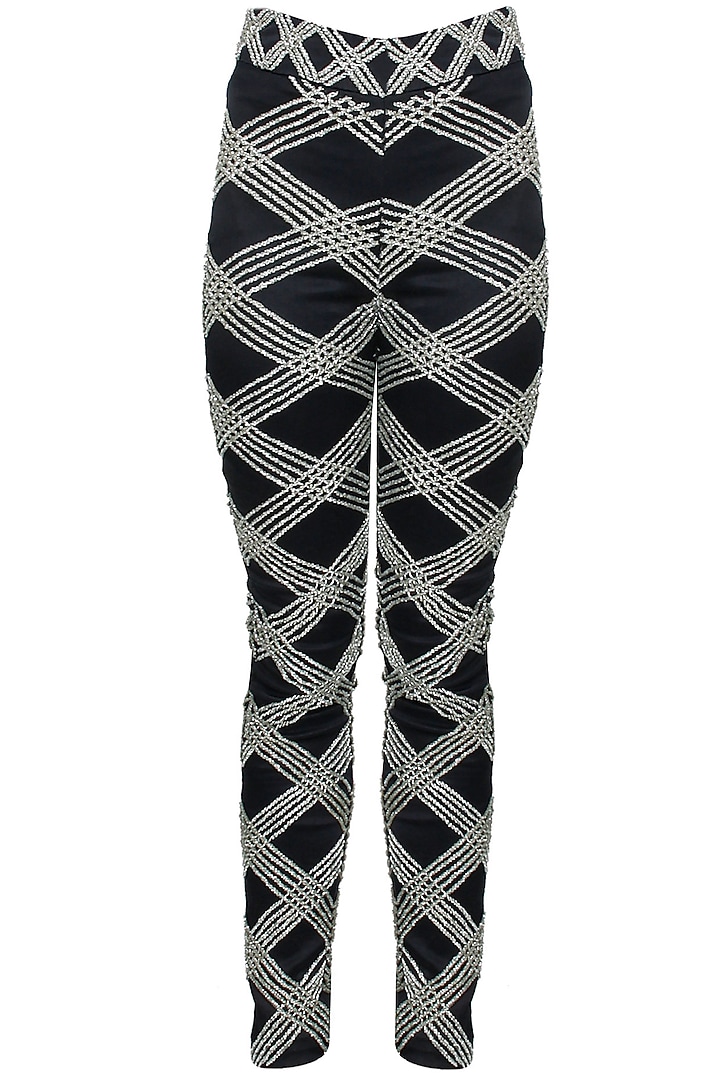 Black gold cutdana embroidered pants available only at Pernia's Pop-Up Shop.