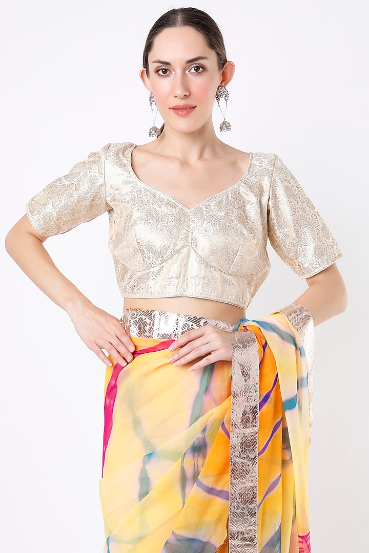 Yellow Leheriya Party Wear Saree Set by Ruar at Pernia's Pop Up Shop