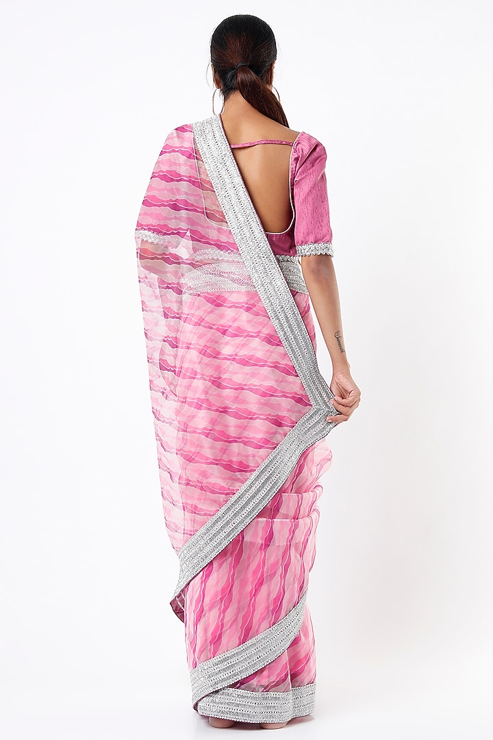 Pink Silk Leheriya Festive Saree Set by Ruar at Pernia's Pop Up Shop