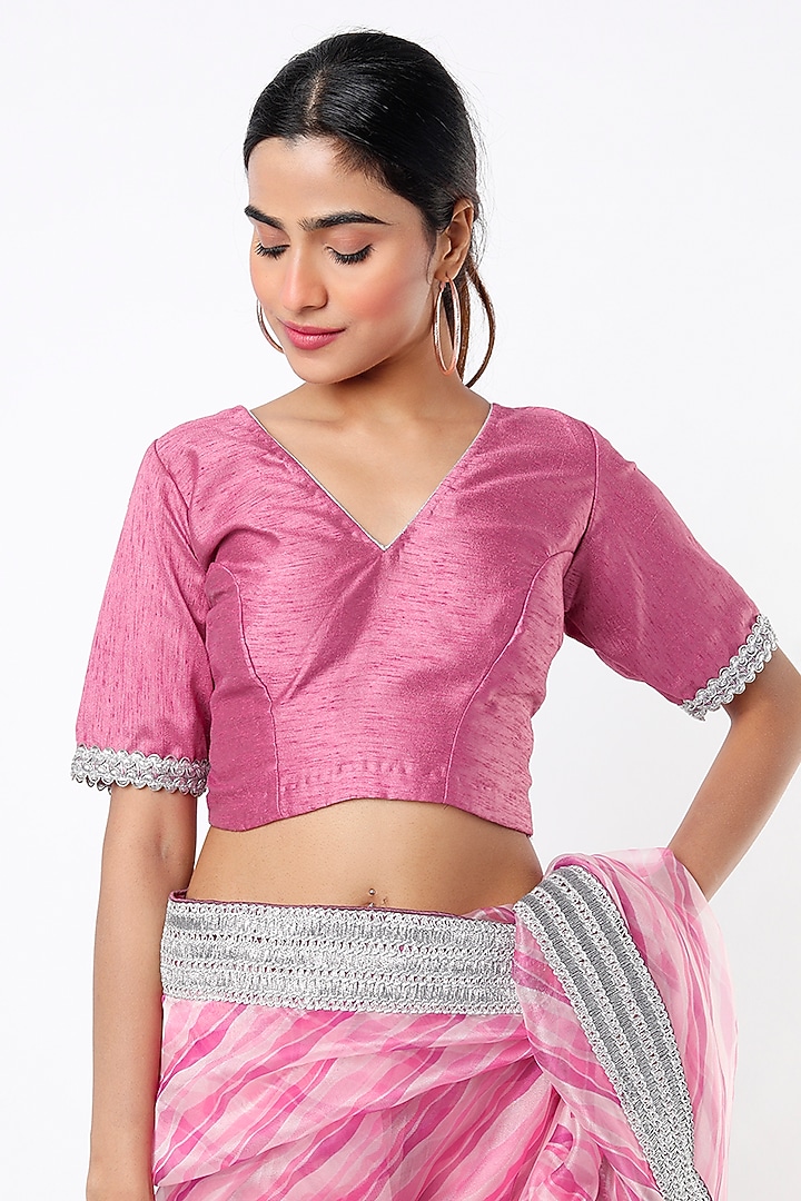Pink Silk Leheriya Festive Saree Set by Ruar at Pernia's Pop Up Shop