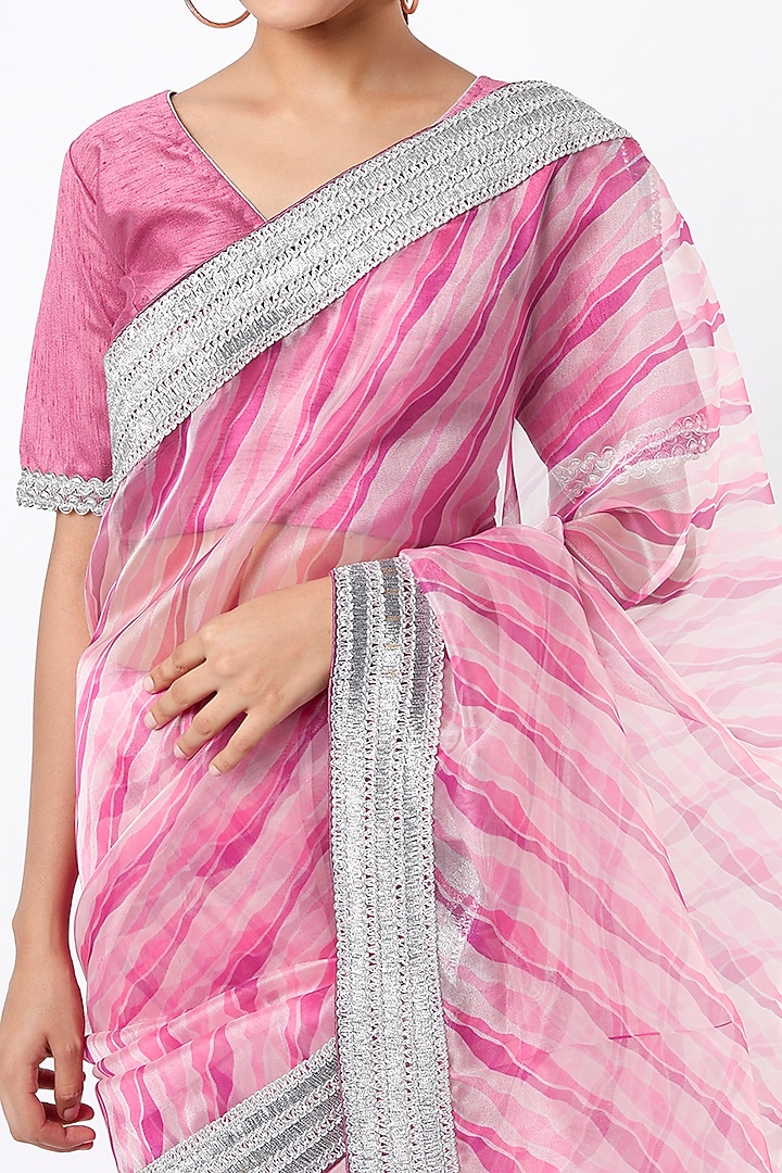 Pink Silk Leheriya Festive Saree Set by Ruar at Pernia's Pop Up Shop