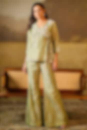 Green Tissue Co-Ord Set by Rouble Vohra D at Pernia's Pop Up Shop