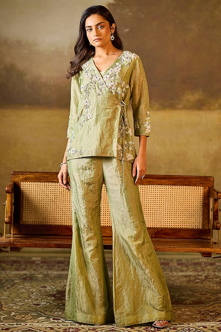 Green Tissue Co-Ord Set by Rouble Vohra D at Pernia's Pop Up Shop