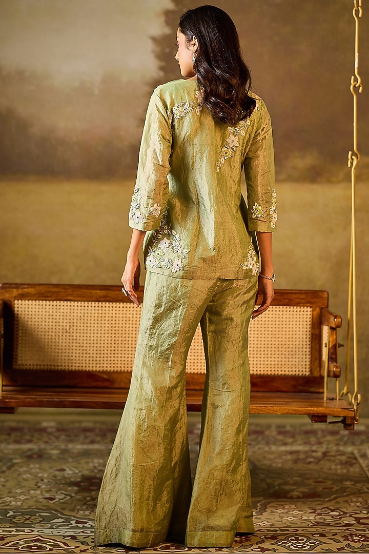 Green Tissue Co-Ord Set by Rouble Vohra D at Pernia's Pop Up Shop