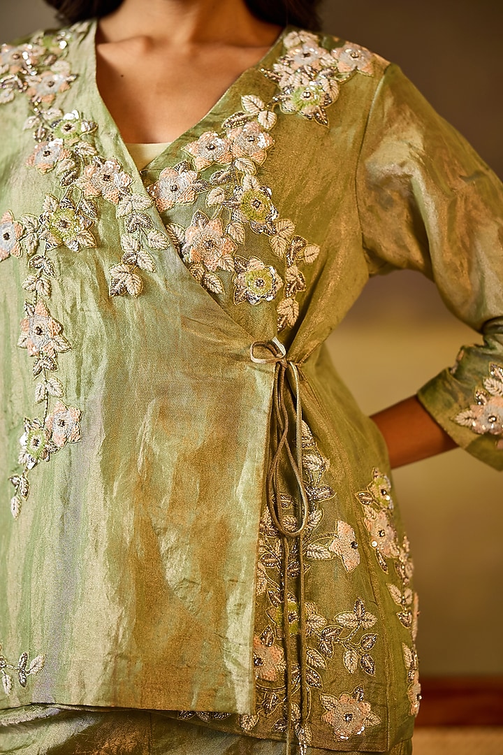 Green Tissue Co-Ord Set by Rouble Vohra D at Pernia's Pop Up Shop