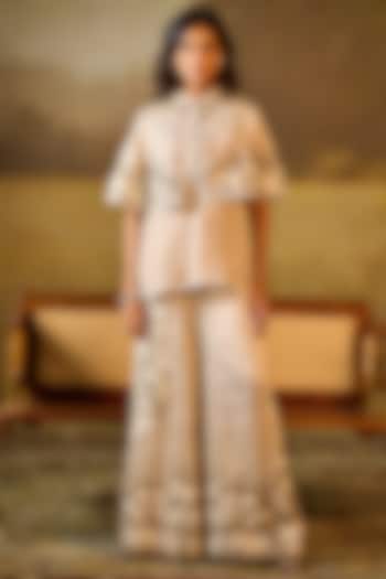 Silver & White Tissue Co-Ord Set by Rouble Vohra D at Pernia's Pop Up Shop
