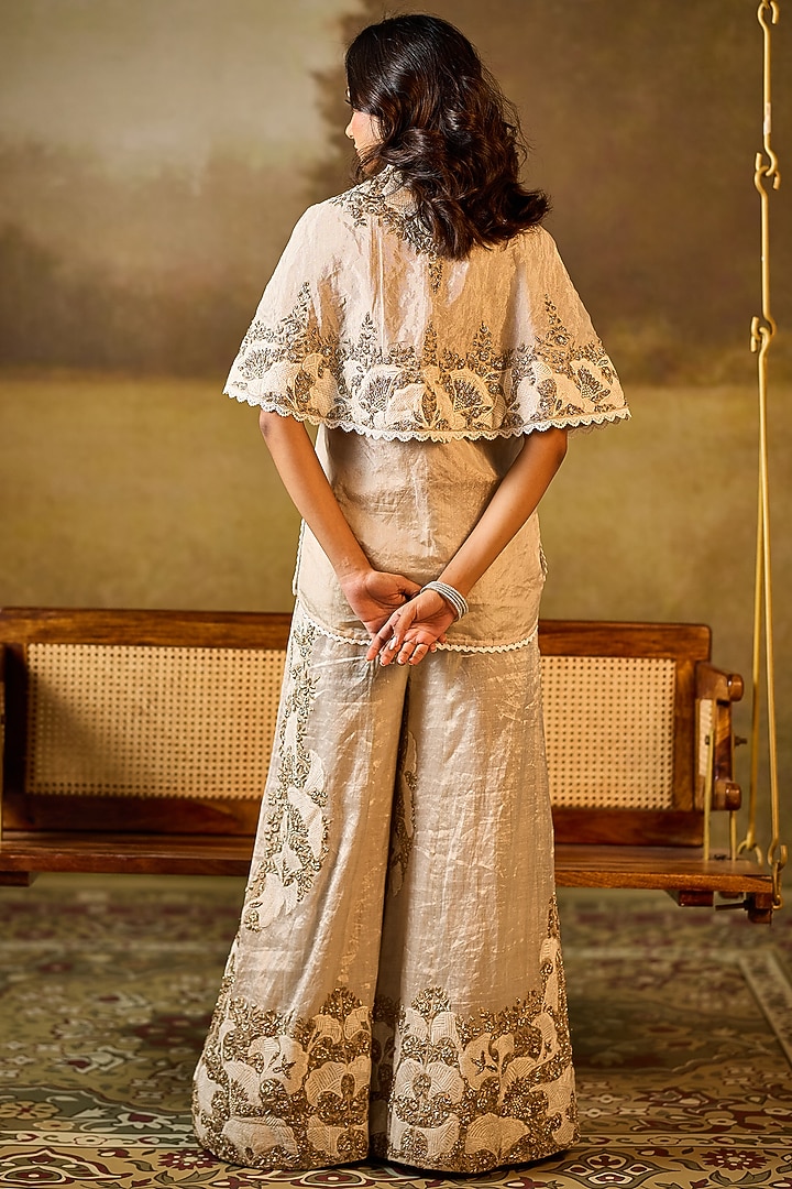 Silver & White Tissue Co-Ord Set by Rouble Vohra D at Pernia's Pop Up Shop