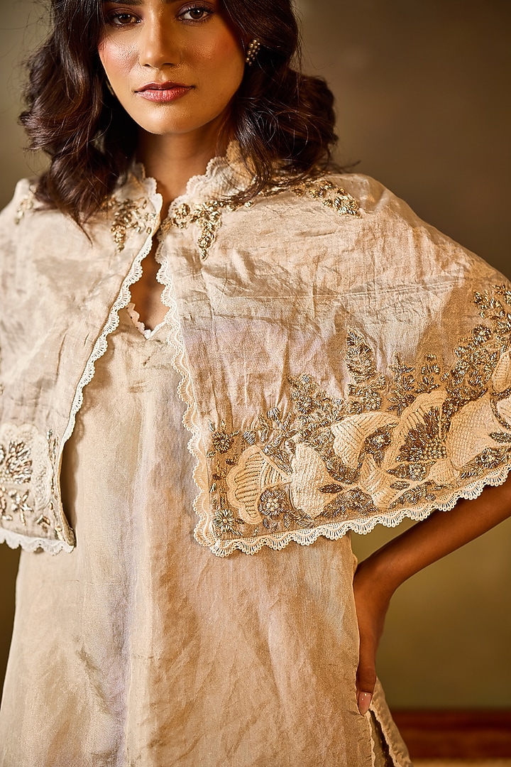Silver & White Tissue Co-Ord Set by Rouble Vohra D at Pernia's Pop Up Shop