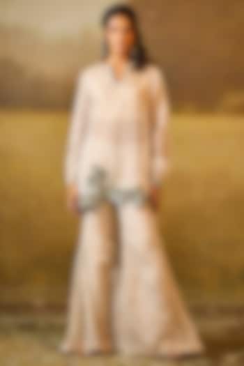 Silver Tissue Wedding Sharara Set by Rouble Vohra D at Pernia's Pop Up Shop
