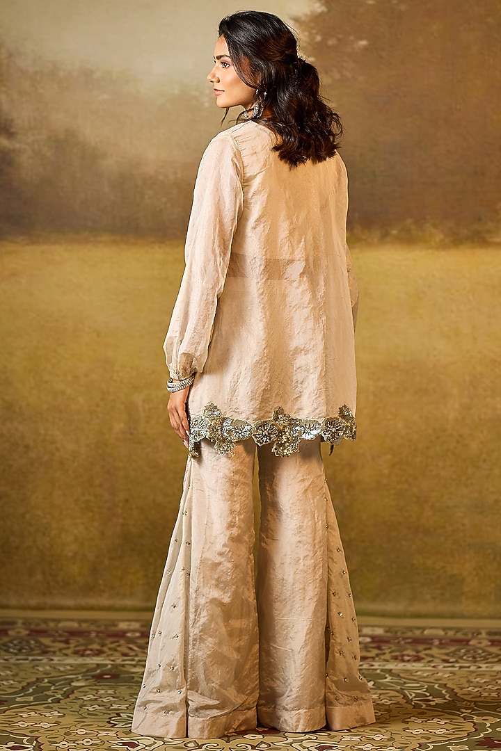 Silver Tissue Wedding Sharara Set by Rouble Vohra D at Pernia's Pop Up Shop