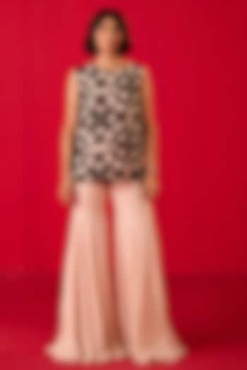 White Georgette Gharara Set by Rouble Vohra D at Pernia's Pop Up Shop