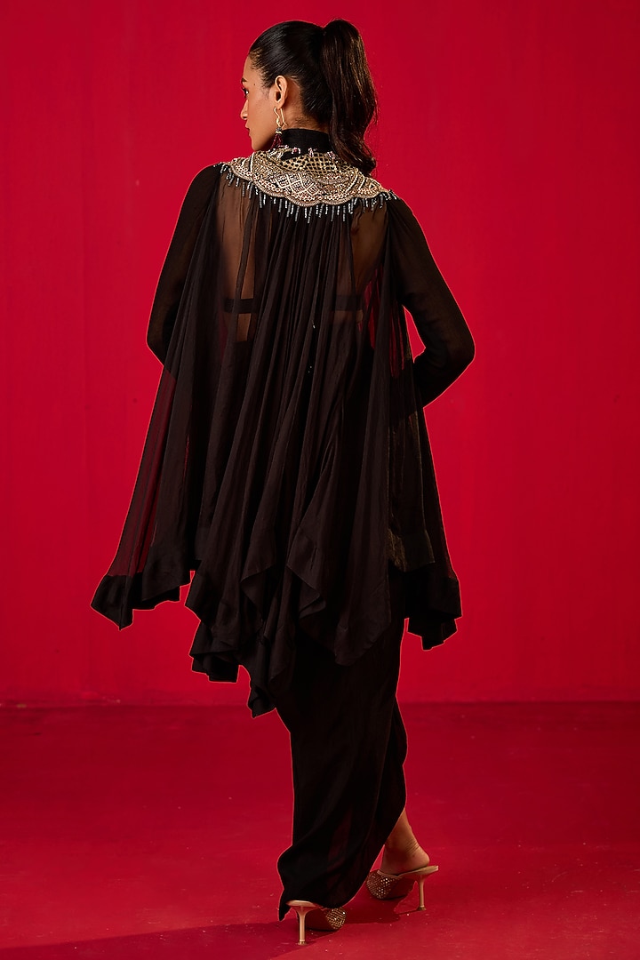 Black Crepe Dhoti Set by Rouble Vohra D at Pernia's Pop Up Shop