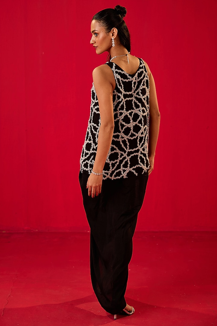 Black Georgette Skirt Set by Rouble Vohra D at Pernia's Pop Up Shop