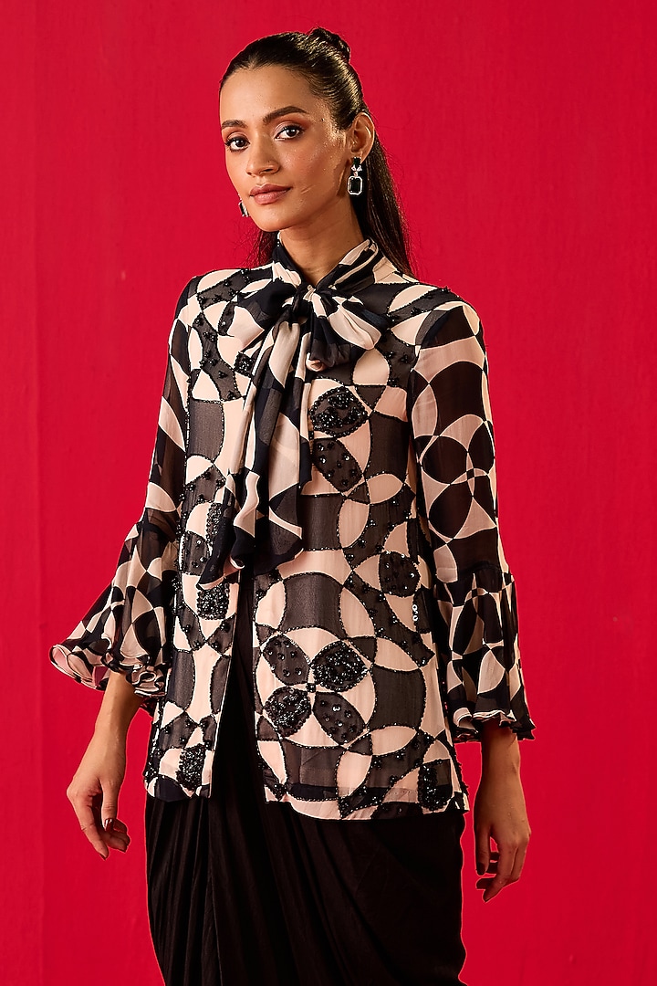 Black Crepe Dhoti Set by Rouble Vohra D at Pernia's Pop Up Shop
