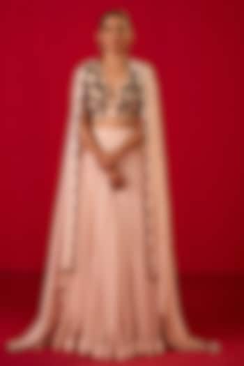Off-White Georgette Sequin Embroidered Wedding Lehenga Set by Rouble Vohra D at Pernia's Pop Up Shop