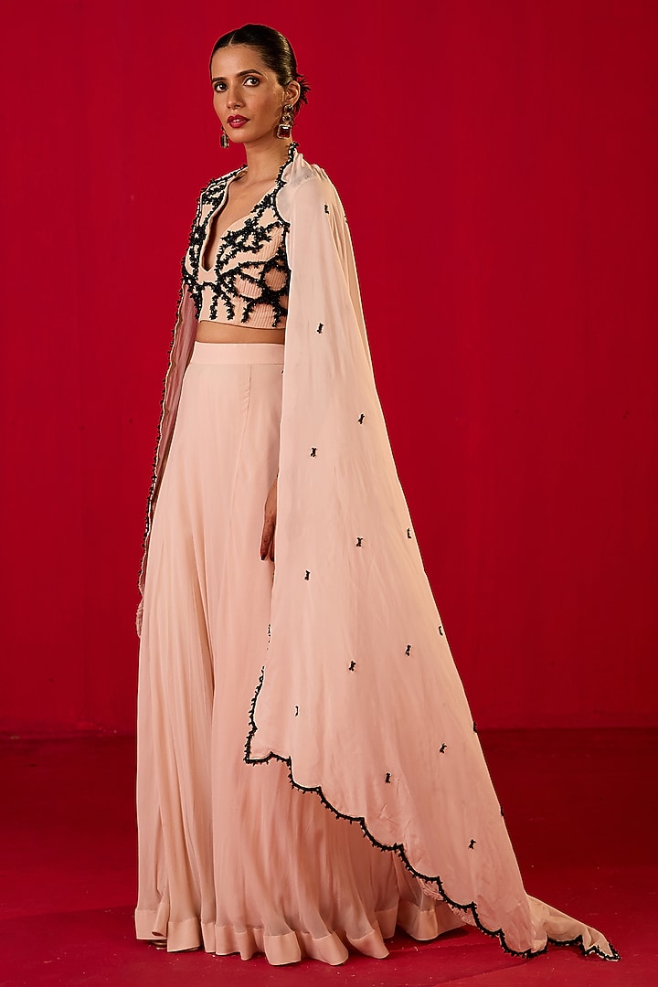 Off-White Georgette Sequin Embroidered Wedding Lehenga Set by Rouble Vohra D at Pernia's Pop Up Shop