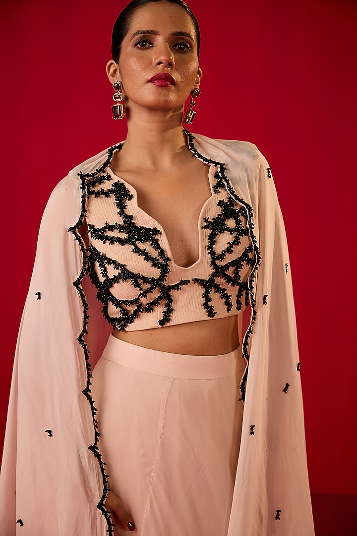 Off-White Georgette Sequin Embroidered Wedding Lehenga Set by Rouble Vohra D at Pernia's Pop Up Shop