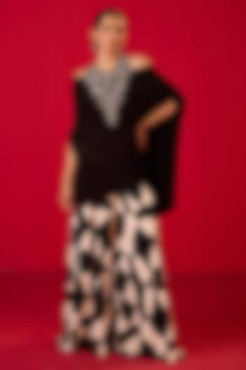 Black & White Crepe Party Wear Sharara Set by Rouble Vohra D at Pernia's Pop Up Shop