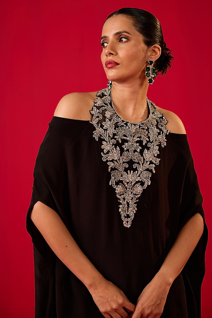 Black & White Crepe Party Wear Sharara Set by Rouble Vohra D at Pernia's Pop Up Shop