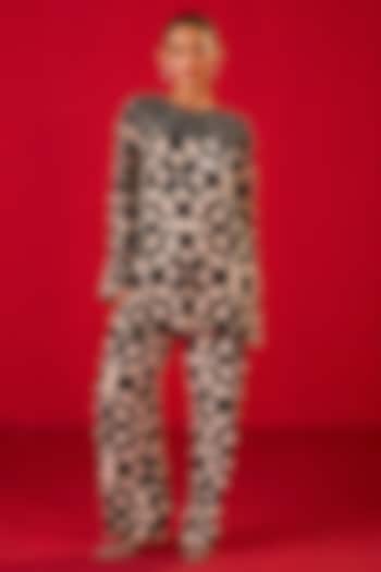 Black & White Crepe Printed Co-Ord Set by Rouble Vohra D at Pernia's Pop Up Shop