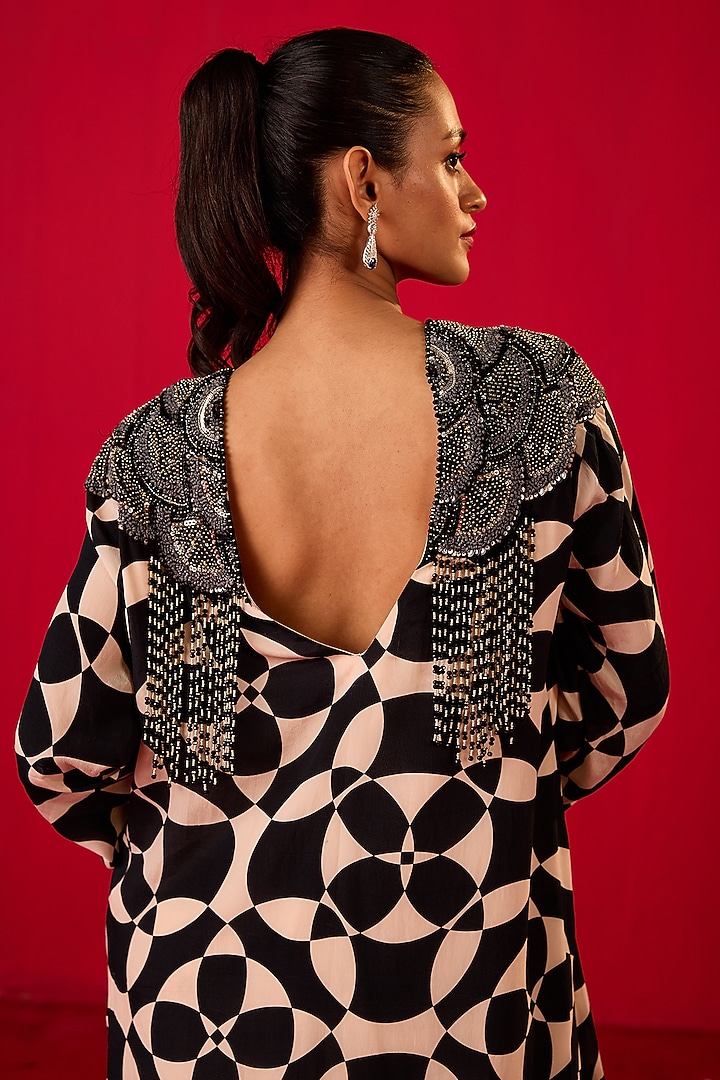 Black & White Crepe Printed Co-Ord Set by Rouble Vohra D at Pernia's Pop Up Shop