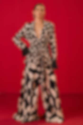 Black & White Crepe Printed Gharara Set by Rouble Vohra D at Pernia's Pop Up Shop