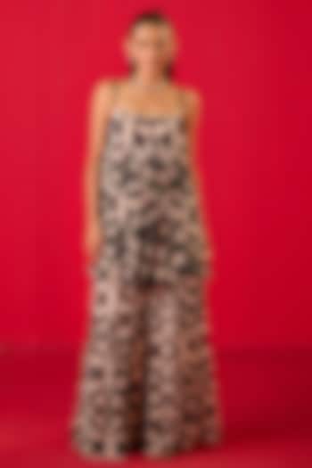 Black & White Georgette Printed Co-Ord Set by Rouble Vohra D at Pernia's Pop Up Shop