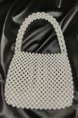 White Faux Pearl Handbag by Rubilon