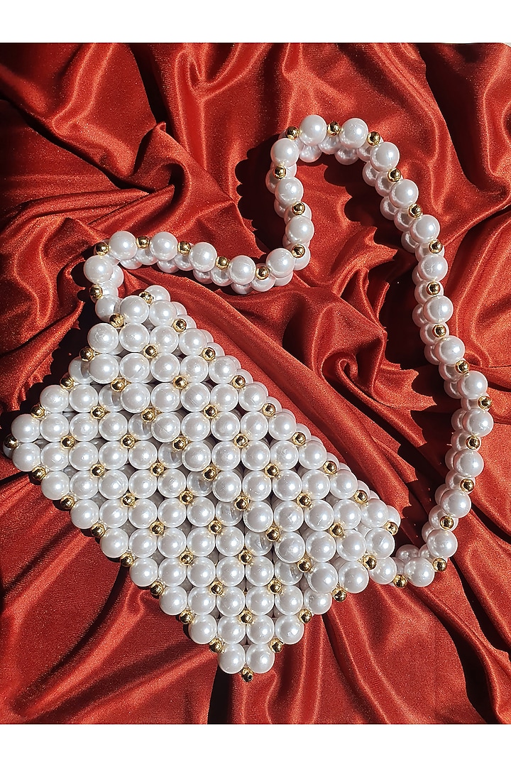 White Faux Pearl Shoulder Bag by Rubilon at Pernia's Pop Up Shop