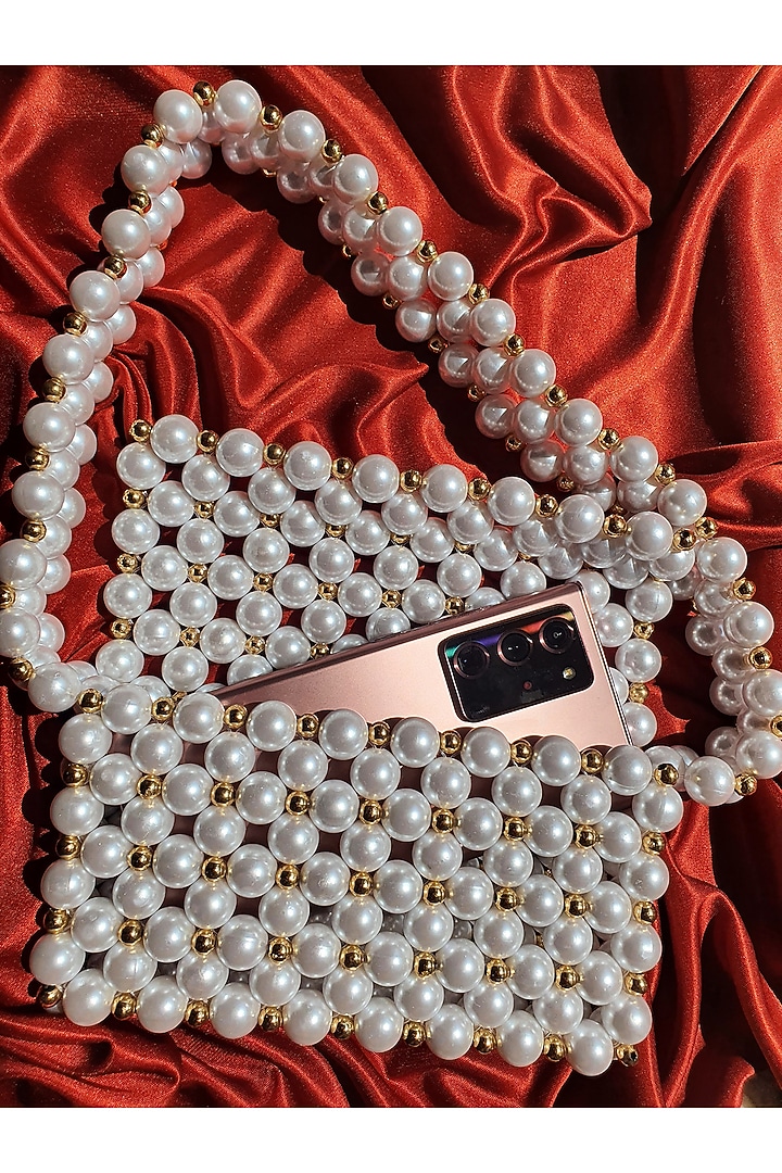 White Faux Pearl Shoulder Bag by Rubilon at Pernia's Pop Up Shop
