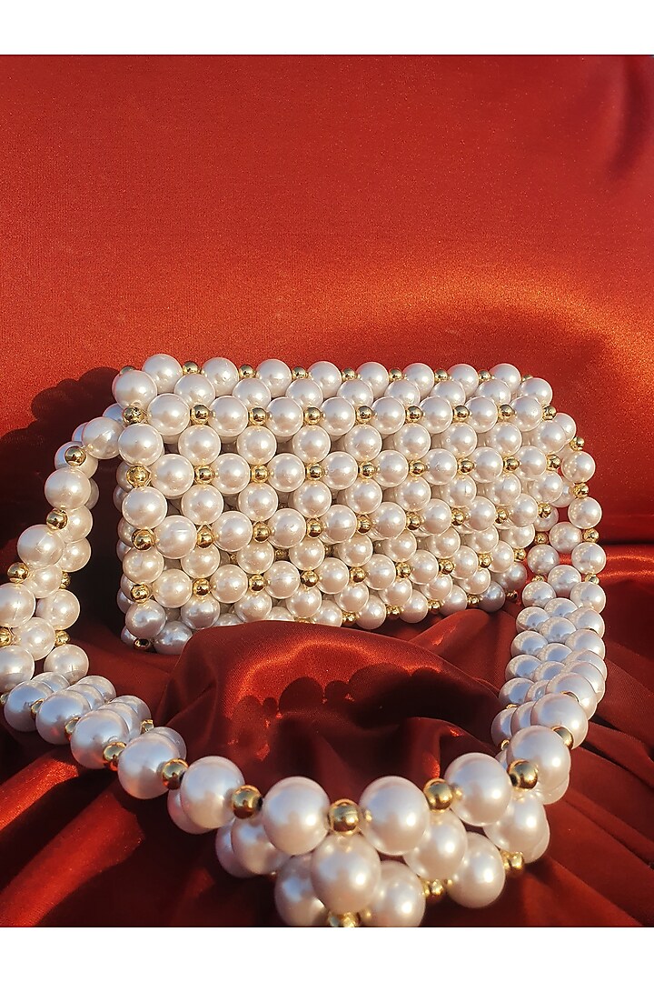 White Faux Pearl Shoulder Bag by Rubilon at Pernia's Pop Up Shop