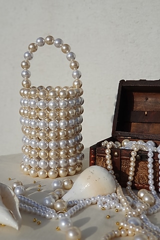 Multi-Colored Faux Pearl Bucket Bag by Rubilon