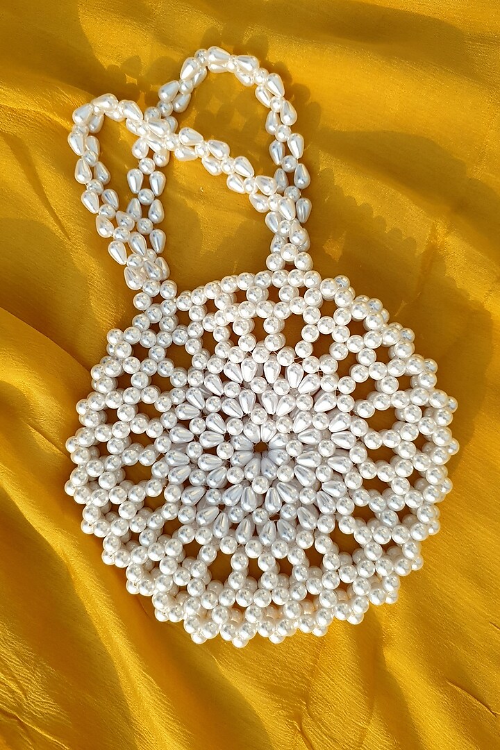 White Faux Pearl Handbag by Rubilon