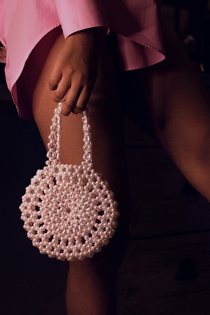 White Faux Pearl Handbag by Rubilon at Pernia's Pop Up Shop