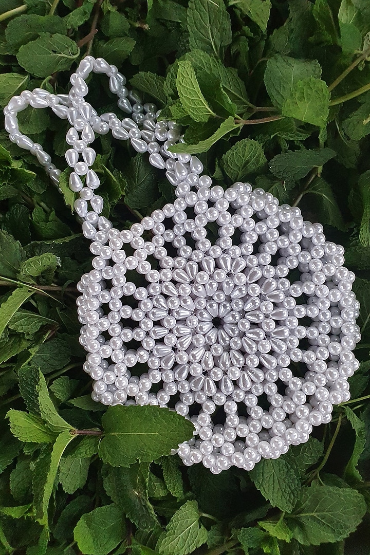 White Faux Pearl Handbag by Rubilon at Pernia's Pop Up Shop