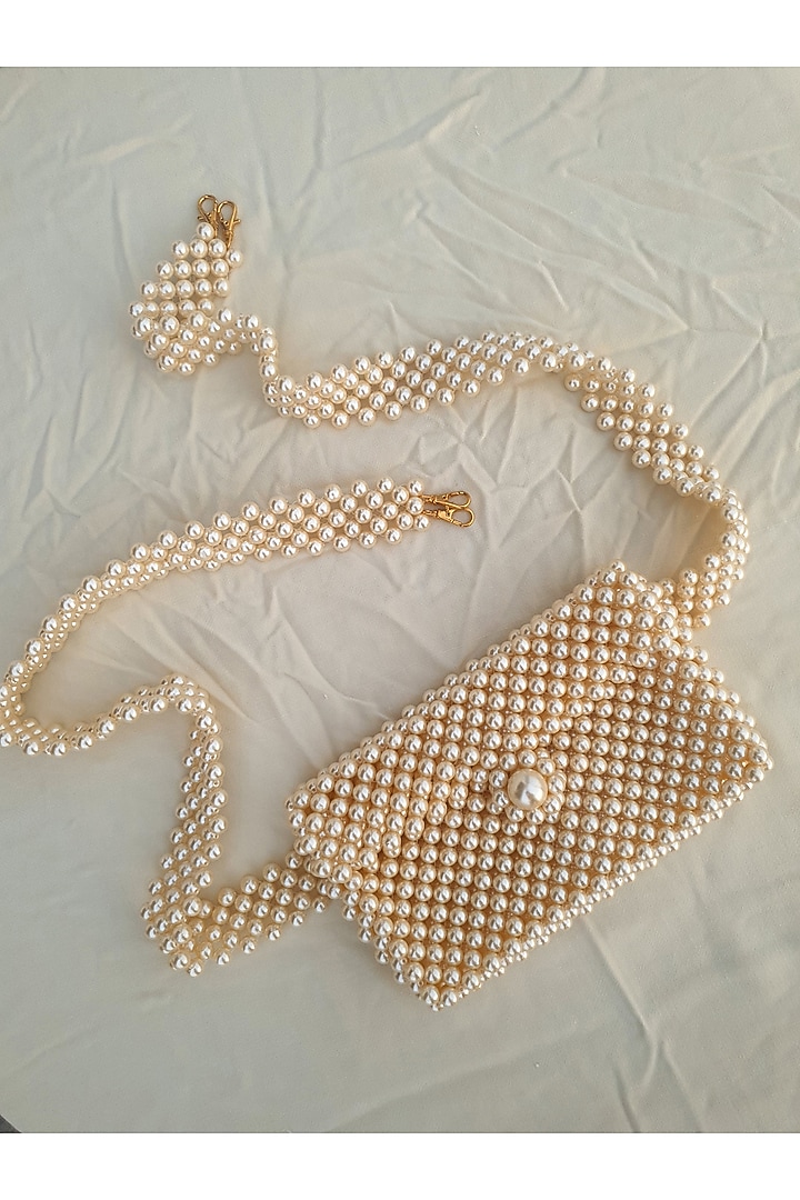 Nude Faux Pearl Waistbag by Rubilon at Pernia's Pop Up Shop