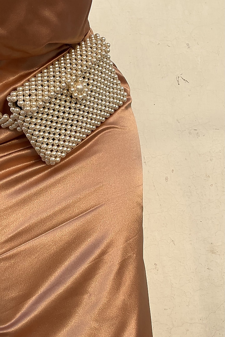 Nude Faux Pearl Waistbag by Rubilon at Pernia's Pop Up Shop