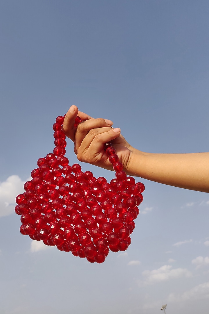 Red Acrylic Beaded Handbag by Rubilon at Pernia's Pop Up Shop
