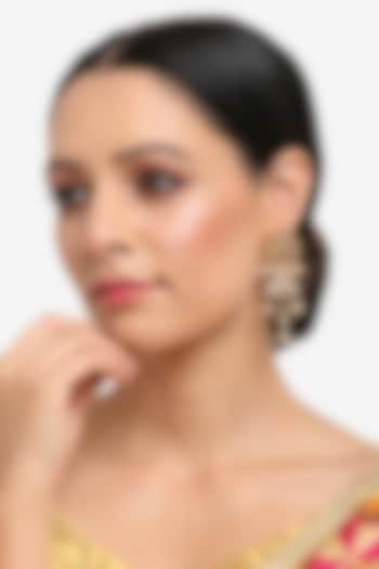 Gold Finish Pearl Chandbaali Earrings by Ruby Raang at Pernia's Pop Up Shop