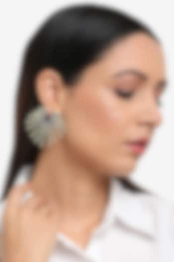 Black Rhodium Finish Zircon & Pearl Stud Earrings by Ruby Raang at Pernia's Pop Up Shop