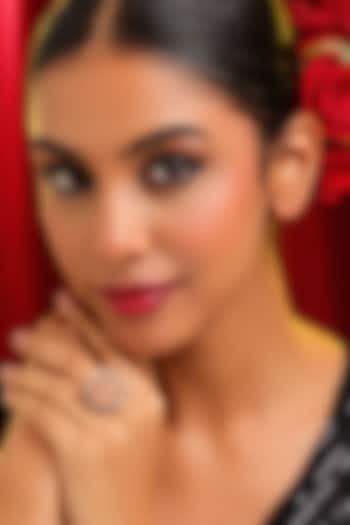 Gold Finish Kundan Polki & Pearl Ring by Ruby Raang at Pernia's Pop Up Shop