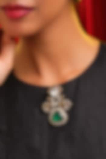 Gold Finish Kundan Polki & Multi-Colored Brooch by Ruby Raang at Pernia's Pop Up Shop