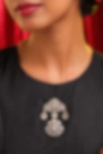 Gold Finish Kundan Polki & Meenakari Handcrafted Brooch by Ruby Raang at Pernia's Pop Up Shop