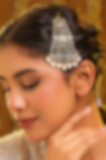 Gold Finish Kundan Polki & Emerald Stone Pasa by Ruby Raang at Pernia's Pop Up Shop