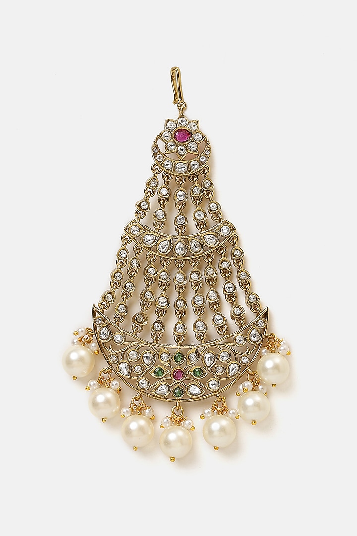 Gold Finish Kundan Polki & Pearl Pasa by Ruby Raang at Pernia's Pop Up Shop