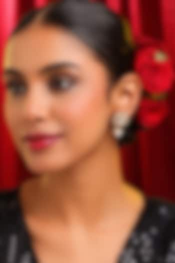 Gold Finish Kundan Polki Floral Stud Earrings by Ruby Raang at Pernia's Pop Up Shop