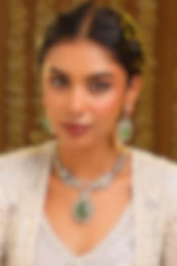 Gold Finish Kundan Polki & Multi-Colored Stone Pendant Necklace Set by Ruby Raang at Pernia's Pop Up Shop