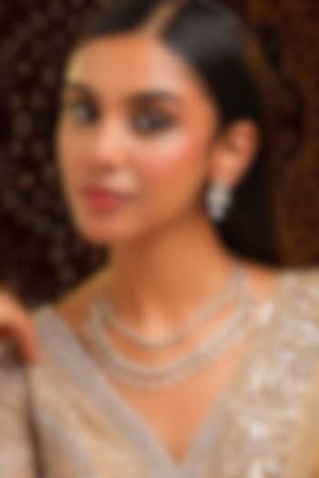 Gold Finish Kundan Polki & Pearl Layered Necklace Set by Ruby Raang at Pernia's Pop Up Shop