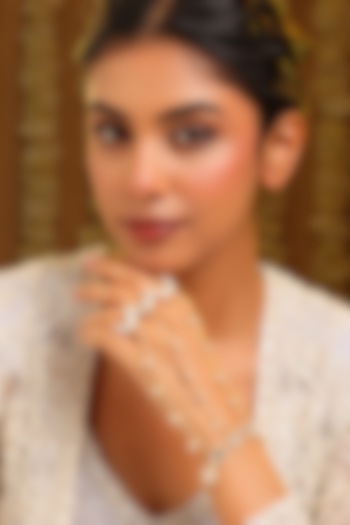 Gold Finish Beaded Pearl Chain Bracelet by Ruby Raang at Pernia's Pop Up Shop