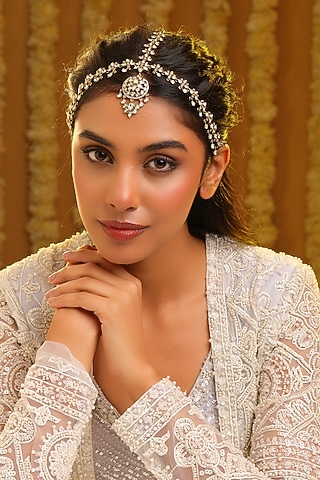 Gold Finish Kundan Polki Mathapatti by Ruby Raang